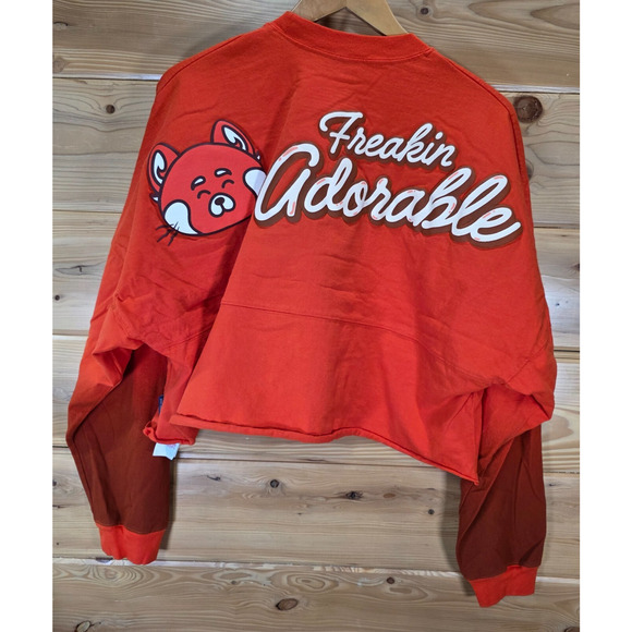 Disney Spirit Jersey Cat Freakin Adorable Cropped Women Large Orange - Picture 3 of 11